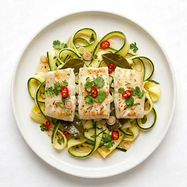 Thai lemongrass fish with zucchini ribbons